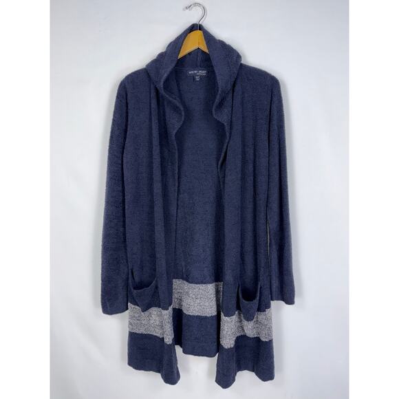 Barefoot Dreams Women's Cozy Chic Lite Coastal Hooded Cardigan XS/S Navy - Picture 2 of 13